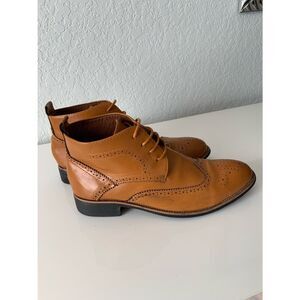 Men's Tan Leather Wingtip Lace-Up Boots Size 26,5/41/8